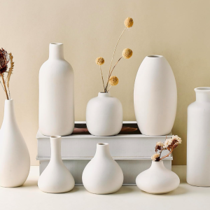 Instagram-Style Pure White Unglazed Ceramic Vase Set (Multiple Sizes)